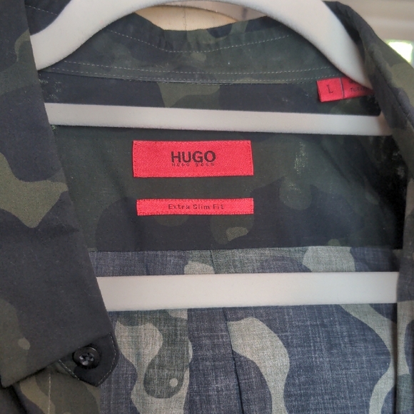 HUGO Men's Camouflage Button Down Shirt - Green and Black - Picture 6 of 10